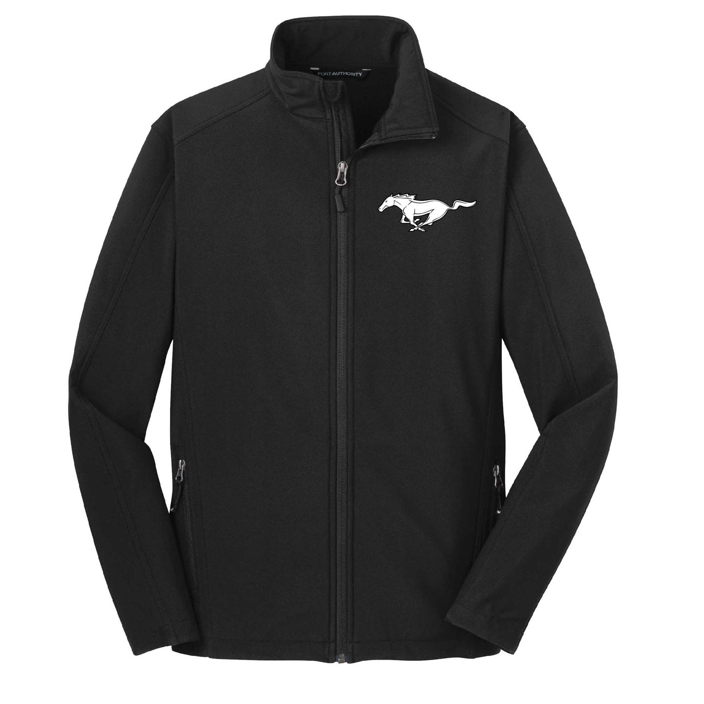 Ford Mustang Softshell Jacke Bestickt Mustang Running Horse Schwarz