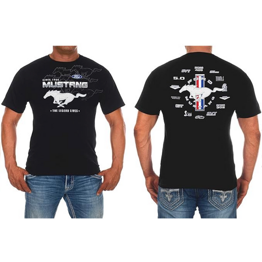 Ford Mustang T-Shirt Ford Mustang Logo Collage "The Legend Lives" Schwarz