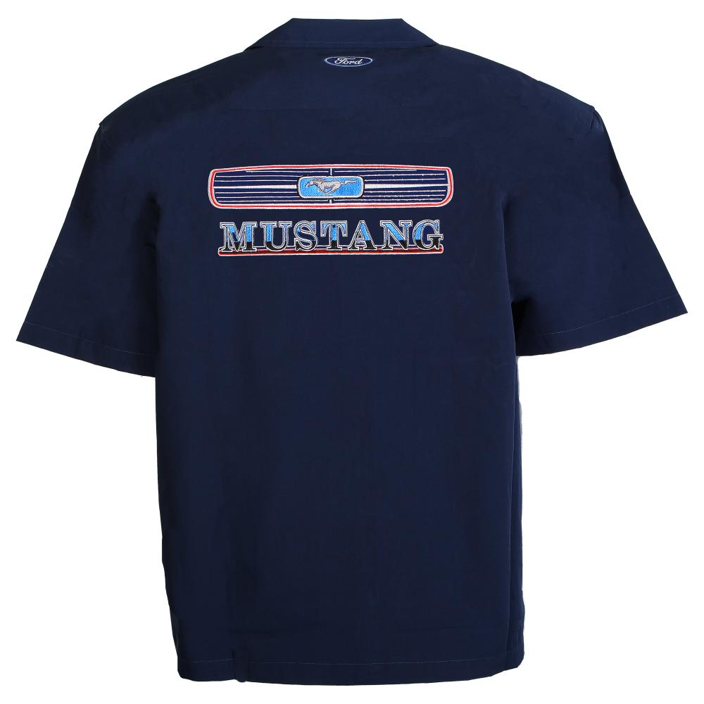 Ford Mustang Mechanikerhemd Pit Shirt Mustang Tribar Logo Dunkelblau