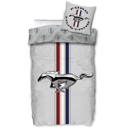 Ford Mustang Bettwäsche mit Mustang Tribar Logo 135x200 | Kissenbezug 80x80