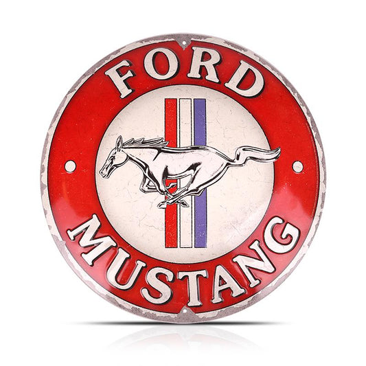 Ford Mustang Blechschild Tribar Logo Ford Rund Ø 35cm