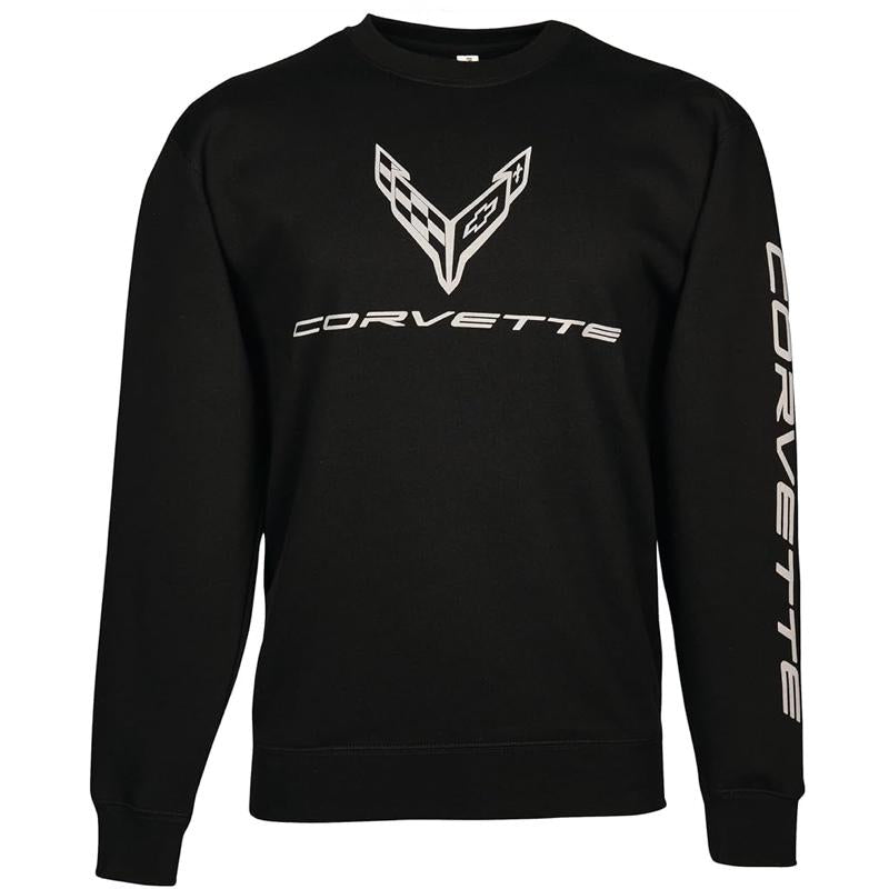 Corvette C8 Crewneck Sweatshirt mit Corvette C8 Logo Schwarz