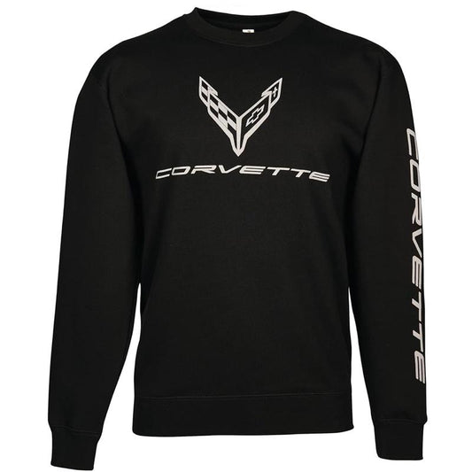 Corvette C8 Crewneck Sweatshirt mit Corvette C8 Logo Schwarz