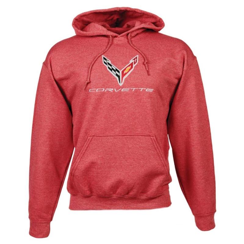 Corvette C8 Hoodie Sweatshirt Kapuzenpullover Corvette C8 Logo gestickt Rot