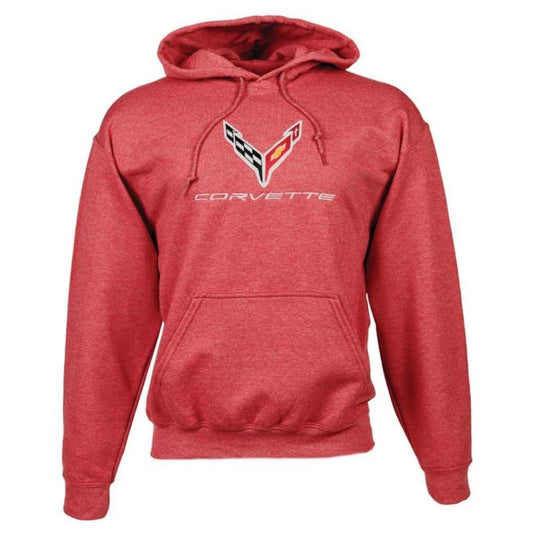Corvette C8 Hoodie Sweatshirt Kapuzenpullover Corvette C8 Logo gestickt Rot