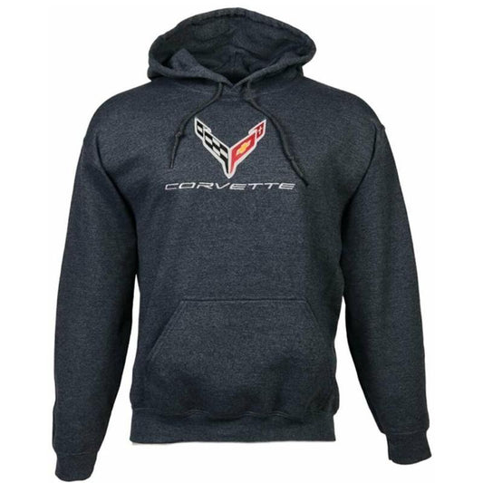 Corvette C8 Hoodie Sweatshirt Kapuzenpullover Corvette C8 Logo gestickt Dunkelgrau