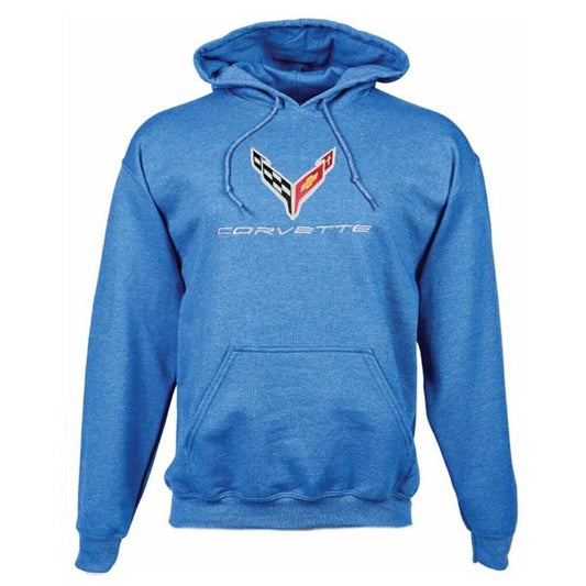 Corvette C8 Hoodie Sweatshirt Kapuzenpullover Corvette C8 Logo gestickt Blau