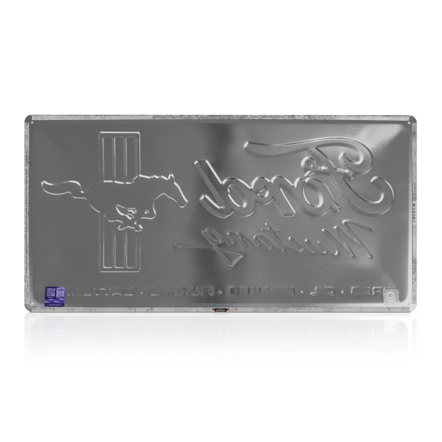 Ford Mustang Blechschild Horse & Stripes Logo rot