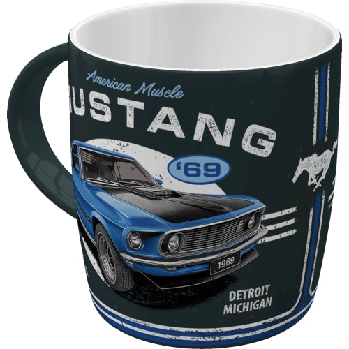 Ford Mustang Tasse mit Ford Mustang 1969 Mach 1 Motiv Blue Vintage Style