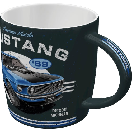 Ford Mustang Tasse mit Ford Mustang 1969 Mach 1 Motiv Blue Vintage Style