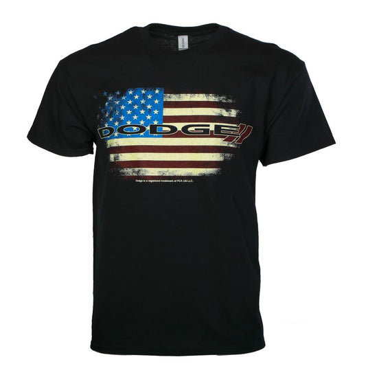 Dodge T-Shirt mit Dodge Logo und USA Flag Schwarz
