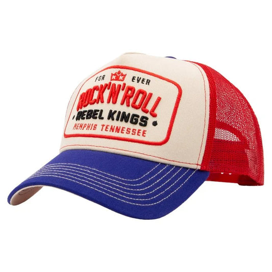 King Kerosin Trucker Cap «Rock 'n' Roll» Rot/Navy/Weiß