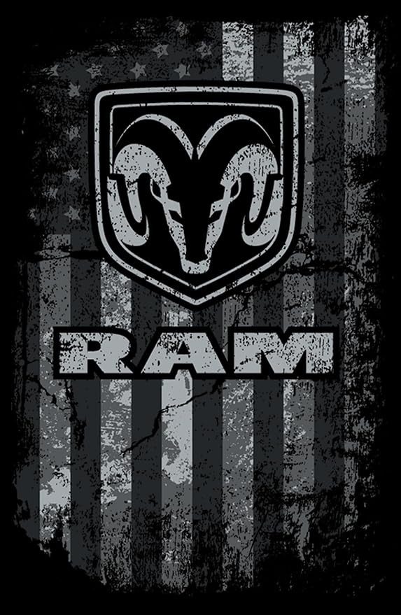 Dodge RAM Hoodie Kapuzenpullover mit RAM Logo US Flag Schwarz