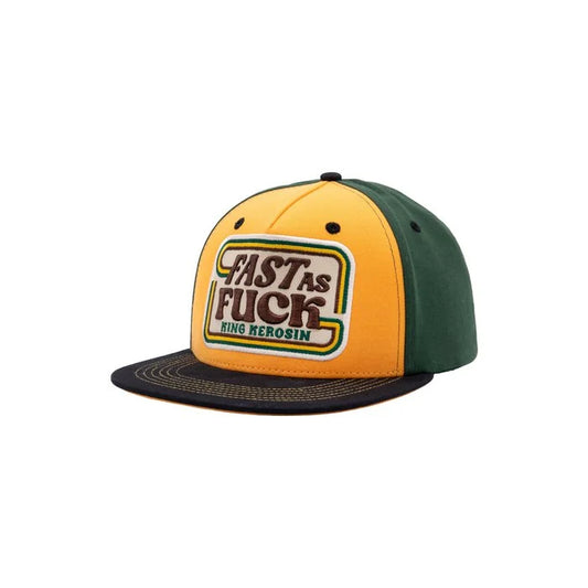 King Kerosin Flat Cap «Fast as Fuck» Schwarz/Gelb