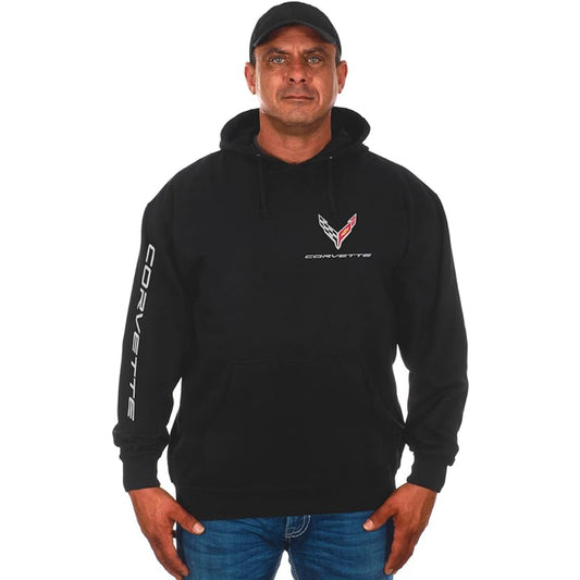 Corvette C8 Hoodie Sweatshirt mit C8 Logo Print Schwarz