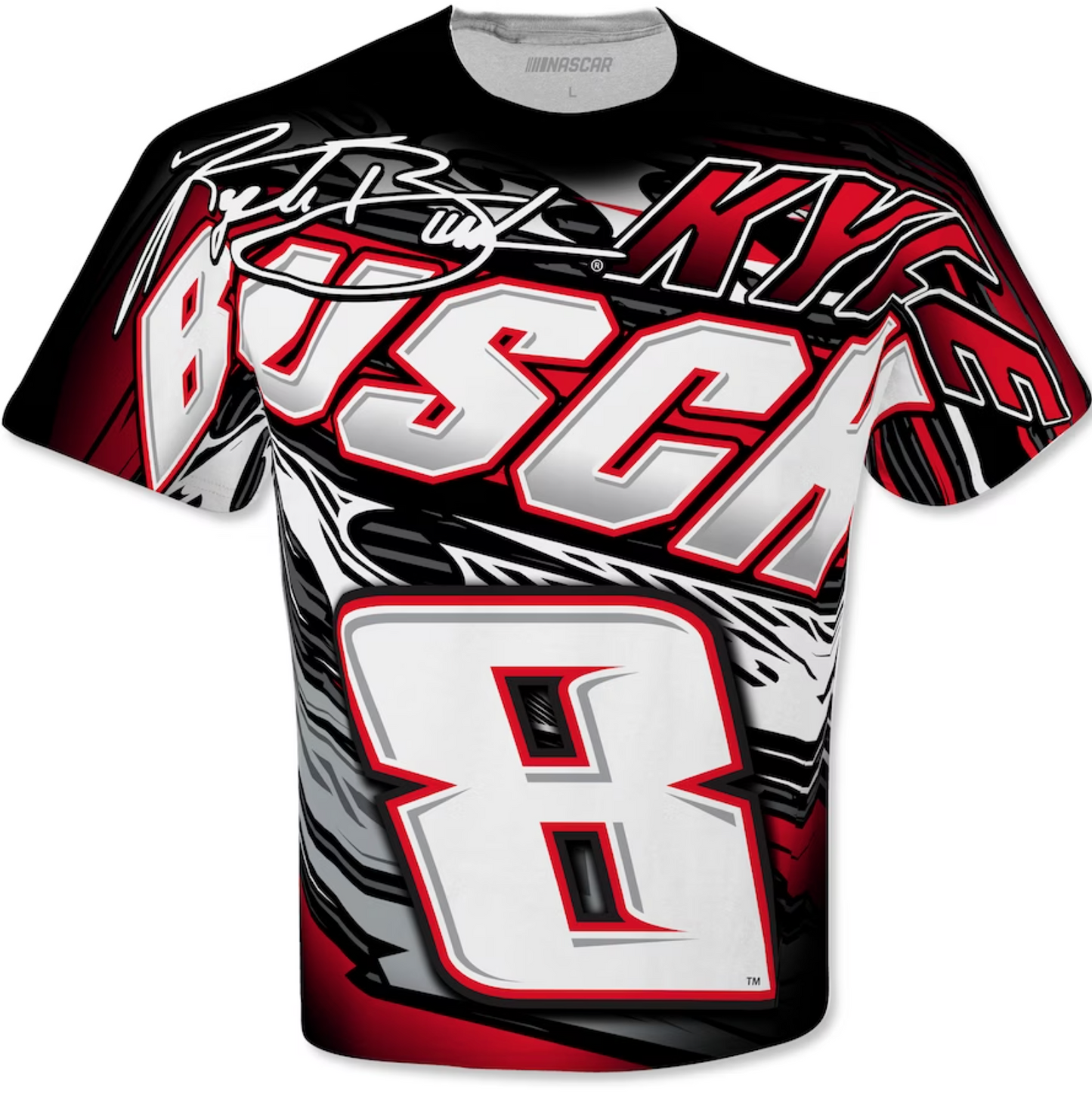NASCAR T-Shirt Kyle Busch Richard Childress Racing Team Collection Black Sublimated High Bank Total Print