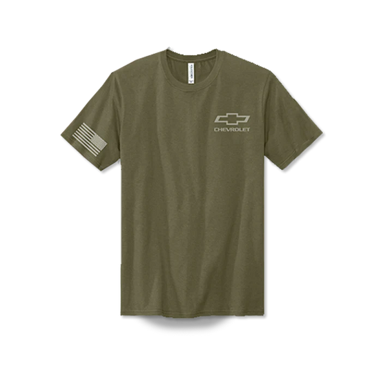 Chevrolet T-Shirt USA Made Patriotic Shirt mit Chevy Bowtie Oliv