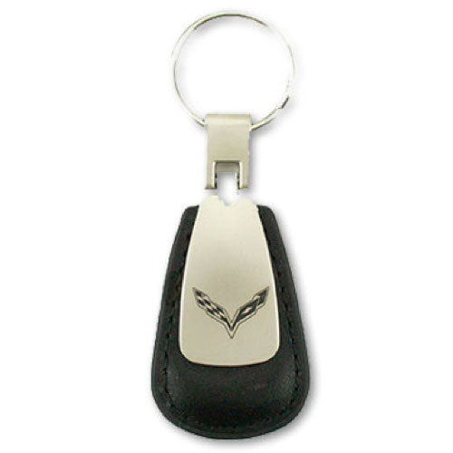 Corvette Schlüsselanhänger mit Corvette C7 Logo Metall/Leder
