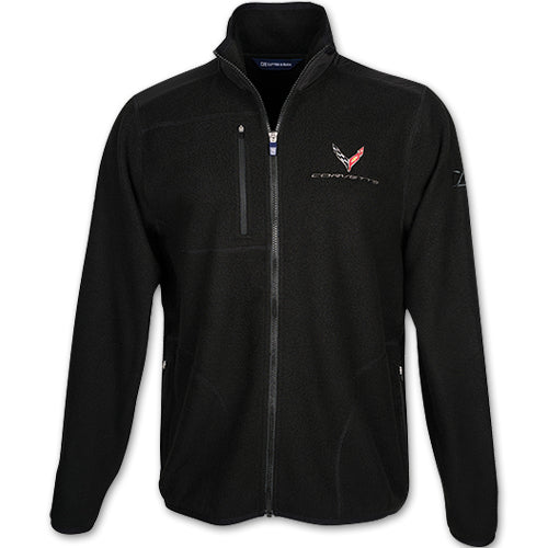 Corvette C8 Fleecejacke mit gesticktem Corvette C8 Logo Schwarz