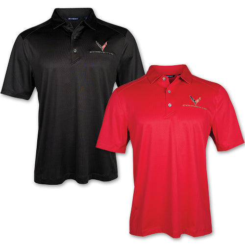 Corvette Poloshirt mit gesticktem Corvette C8 Logo