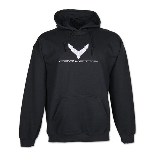 Corvette C8 Silver Badge Hoodie Schwarz