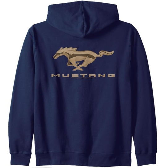 Ford Mustang Kapuzenjacke mit goldenem Mustang Running Horse Navy