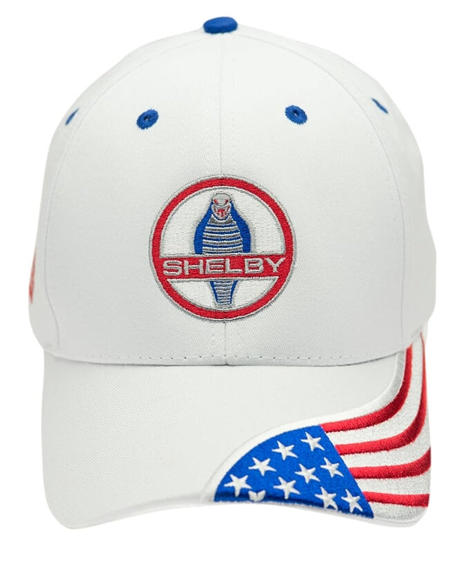 Shelby Basecap Shelby Cobra Logo USA Flag Weiß