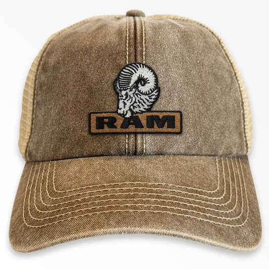 Dodge RAM Basecap RAM Trucks Patch Vintage Trucker Cap Braun
