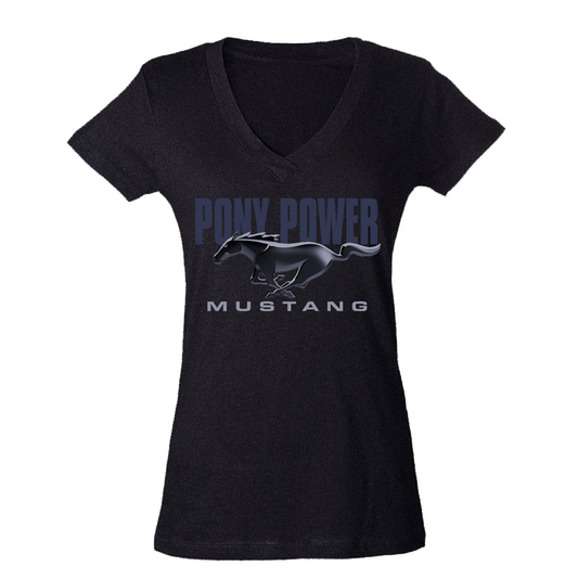 Ford Mustang Damen T-Shirt Pony Power Schwarz
