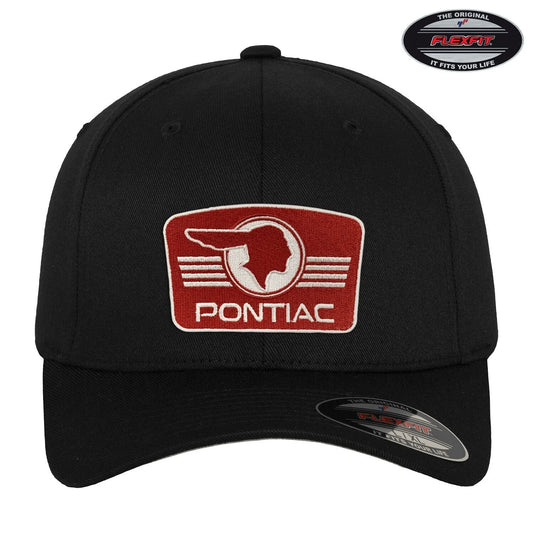 Pontiac Basecap Flexcap mit Pontiac Retro Logo Schwarz