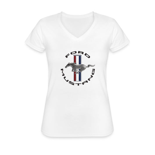 Ford Mustang Damen T-Shirt Mustang Tribar Logo Weiß