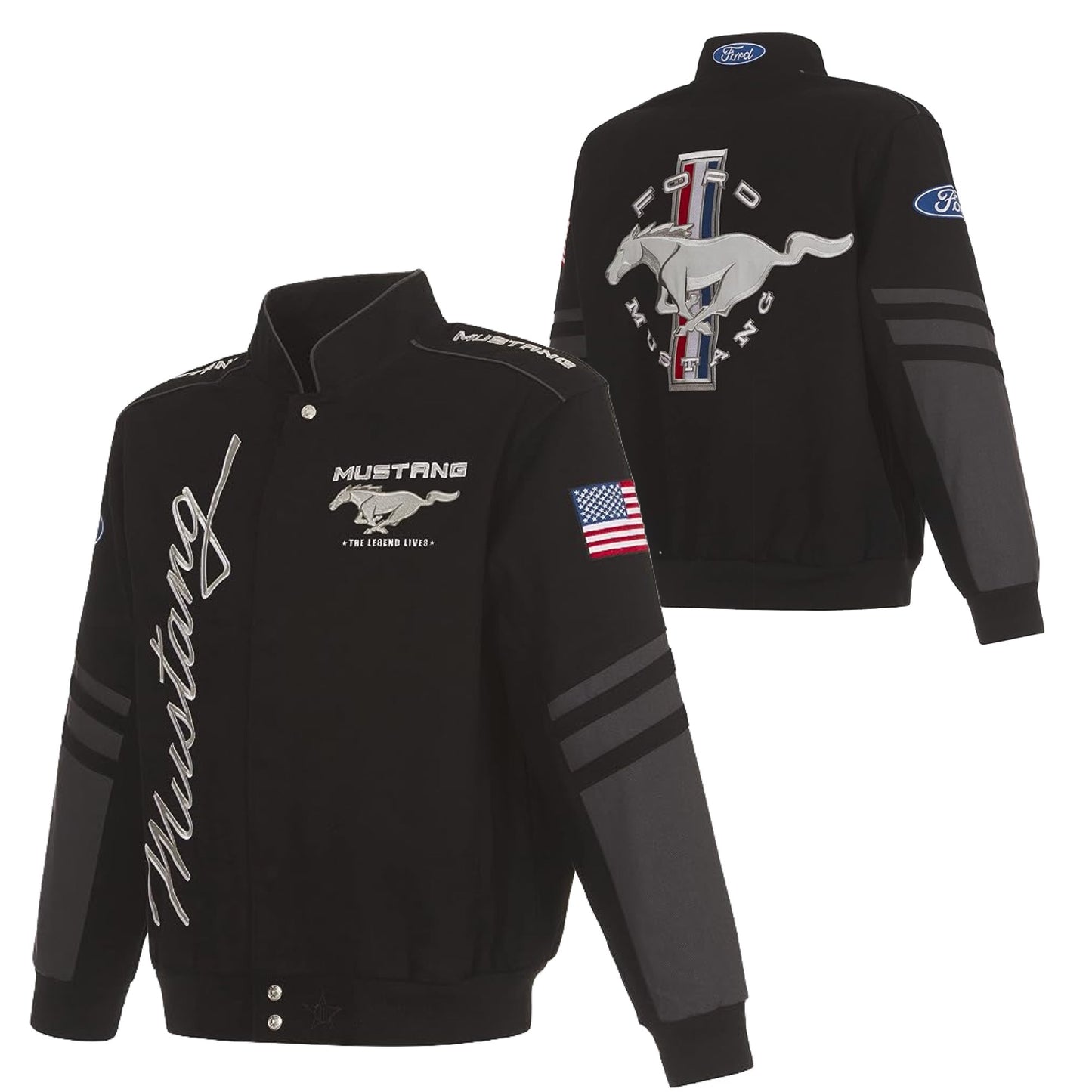 Ford Mustang Jacke Bestickt Mustang Logo Schwarz