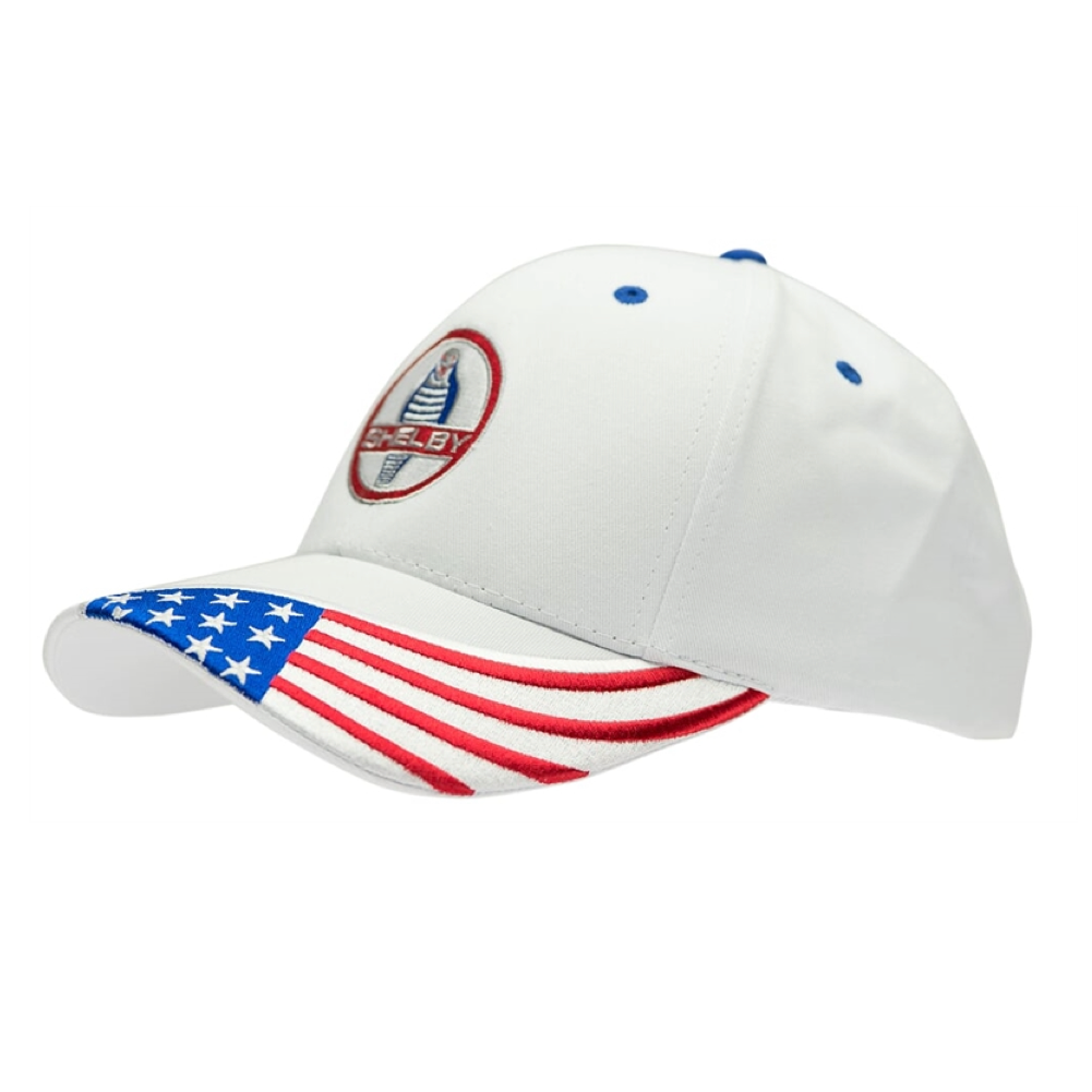 Shelby Basecap Shelby Cobra Logo USA Flag Weiß