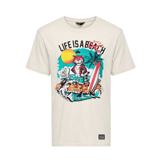 King Kerosin Herren T-Shirt «Life is a beach» Off White