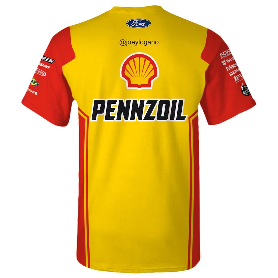 NASCAR T-Shirt Joey Logano Team Penske Shell/Pennzoil Sublimated Uniform T-Shirt