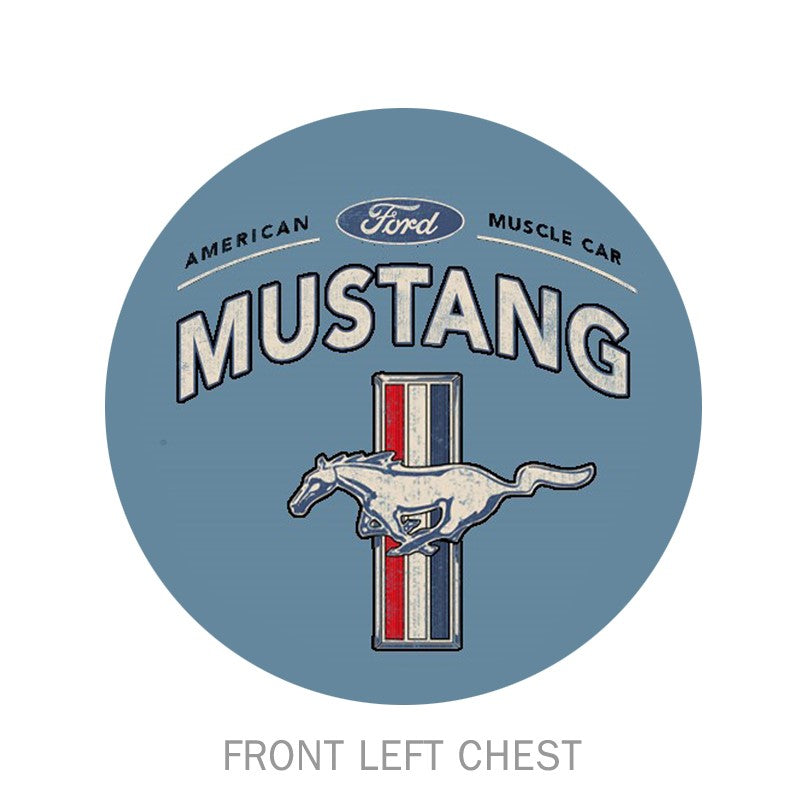 Ford Mustang T-Shirt American Muscle Car Untamed Classic Blau
