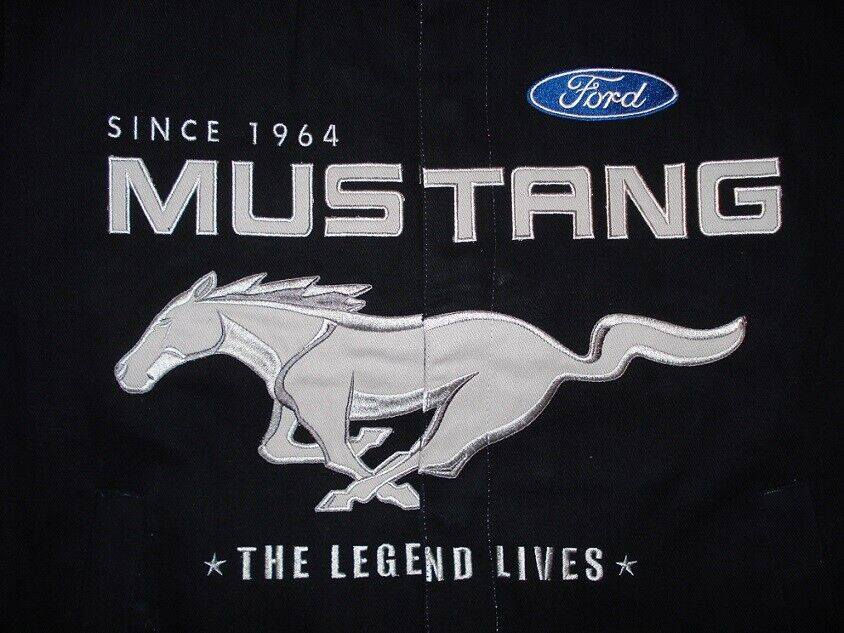 Ford Mustang Jacke Bestickt Mustang Logos All Over The Years Schwarz