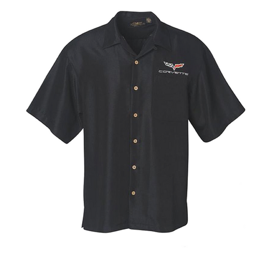 Corvette C6 Camp Shirt Corvette C6 Logo Freizeithemd Schwarz