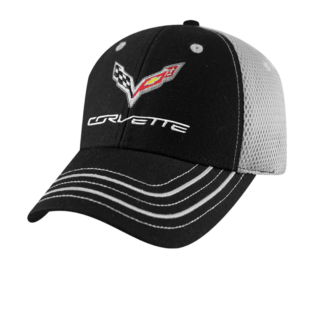 Corvette C7 Basecap Corvette Logo Cap mit Mesh Schwarz/Grau