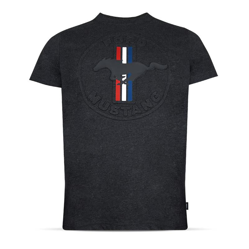 Ford Mustang Vintage T-Shirt Tribar Logo Anthrazit Melange