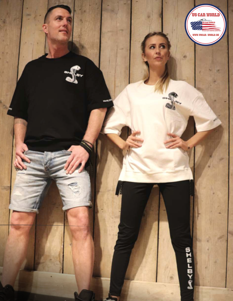 Shelby T-Shirt kurzarm Sweatshirt Weiß Checkered Flag Optik Unisex