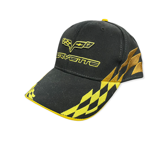 Corvette C6 Basecap C6 Logo Flag Checkered Flag Schwarz/Gelb