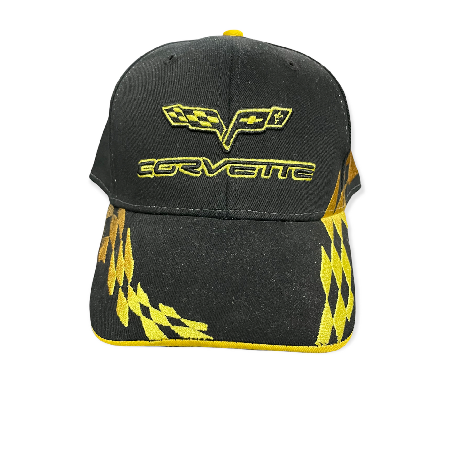Corvette C6 Basecap C6 Logo Flag Checkered Flag Schwarz/Gelb
