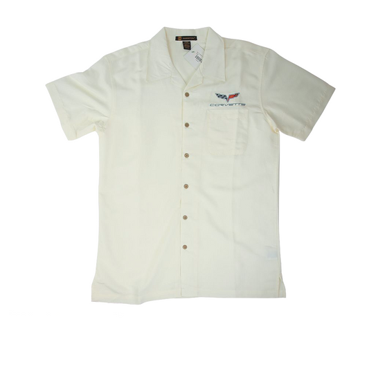 Corvette C6 Camp Shirt Corvette C6 Logo Freizeithemd Beige