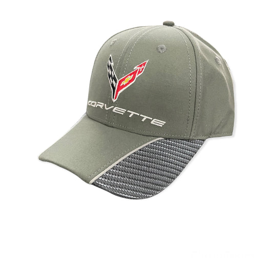 Corvette C8 Basecap Corvette Logo Carbon Fiber Contrast Cap Grau