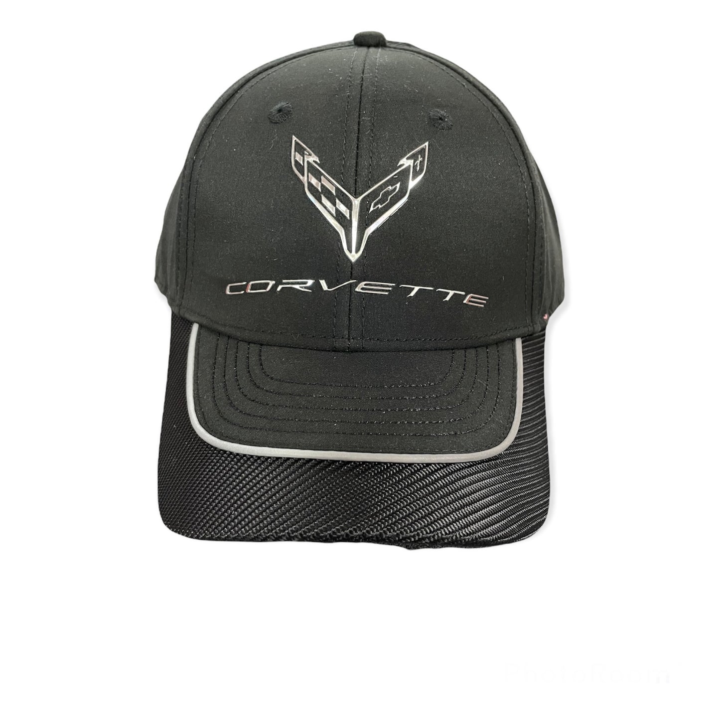 Corvette C8 Basecap Carbon Fiber Metallic Chrome Emblem Schwarz