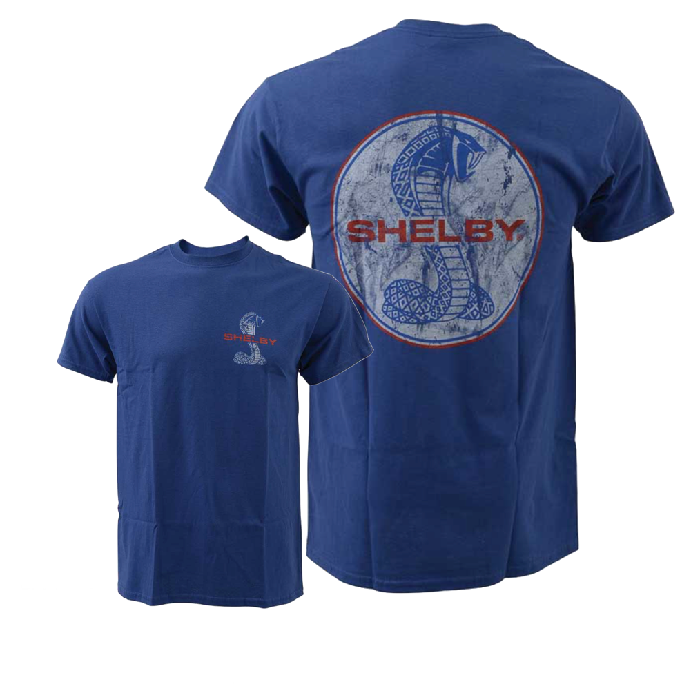 Shelby T-Shirt Shelby Vintage Logo Shelby Logo Blau