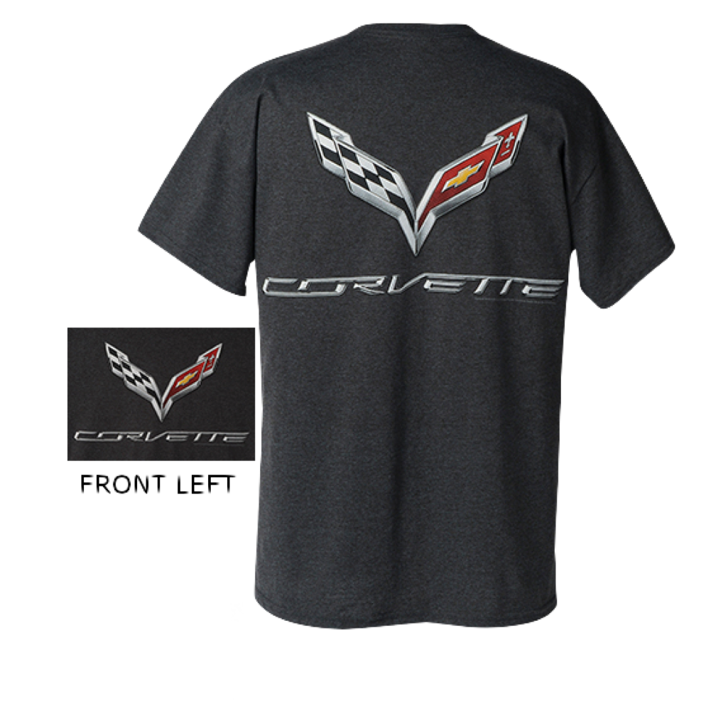 Corvette C7 T-Shirt Corvette C7 Logo Flag Anthrazit
