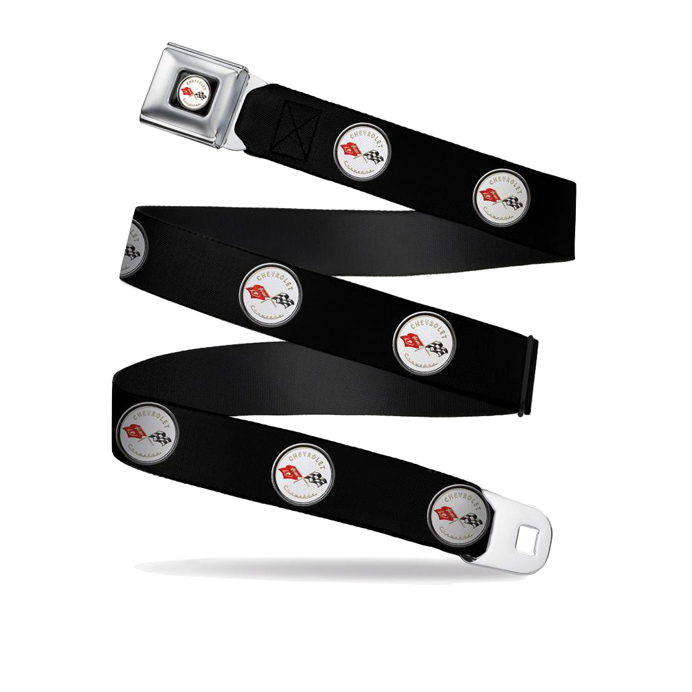 Corvette Sicherheitsgurt Gürtel mit Corvette Classic Emblem All Over