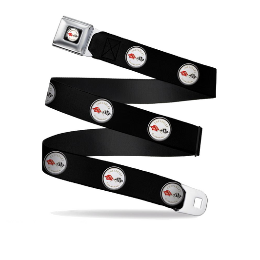 Corvette Sicherheitsgurt Gürtel mit Corvette Classic Emblem All Over